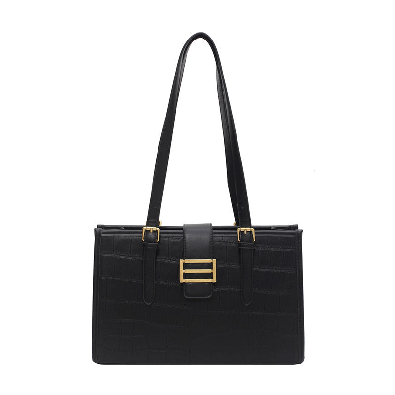 Stone Pattern Tote Bag - French Style Large Capacity Shoulder Bag