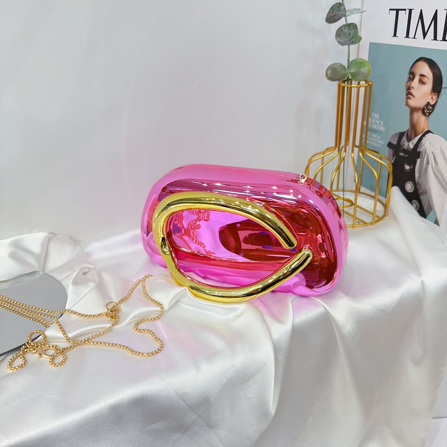 Vintage Round Box Clutch Bag - Acrylic Evening Crossbody Bag