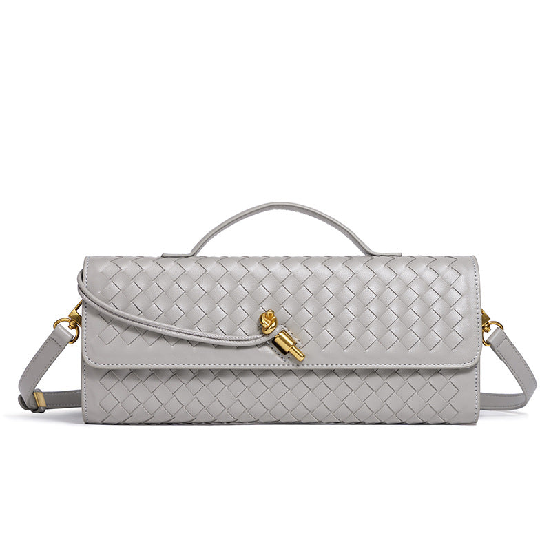 Woven Accordion Baguette Bag - Shoulder Crossbody