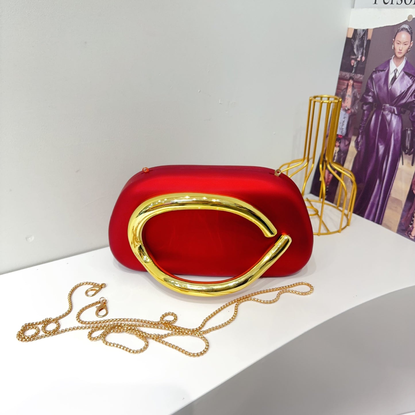 Vintage Round Box Clutch Bag - Acrylic Evening Crossbody Bag
