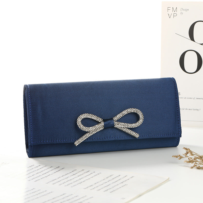 Bow-Tie Evening Clutch - Elegant Solid Color Bag