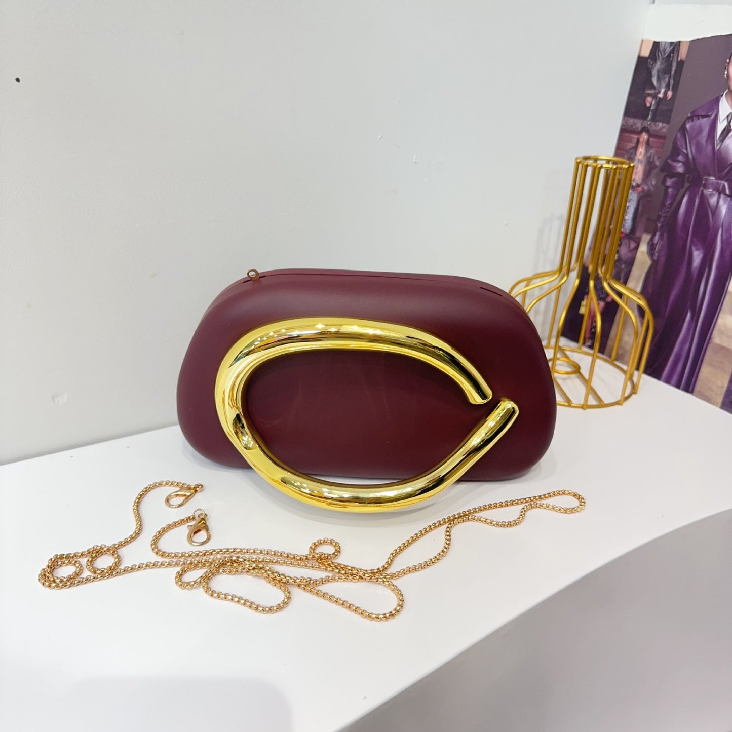 Vintage Round Box Clutch Bag - Acrylic Evening Crossbody Bag