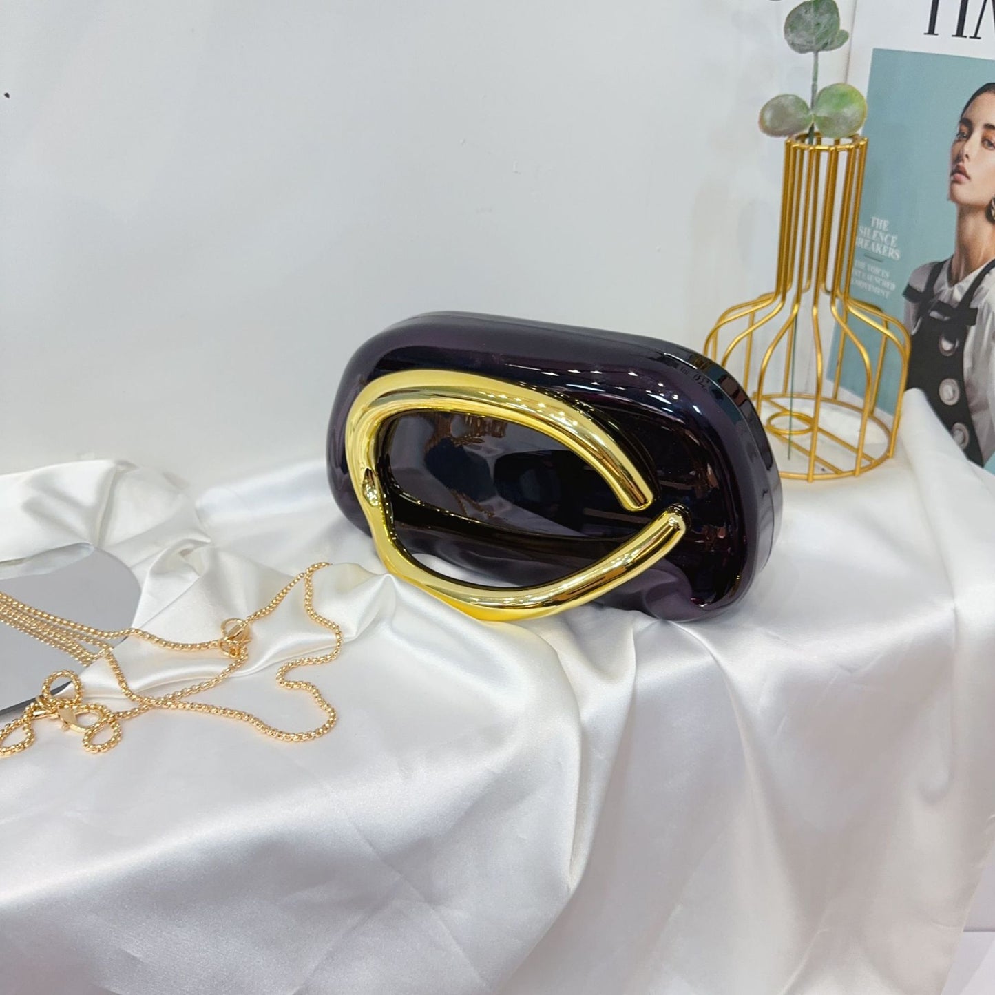 Vintage Round Box Clutch Bag - Acrylic Evening Crossbody Bag