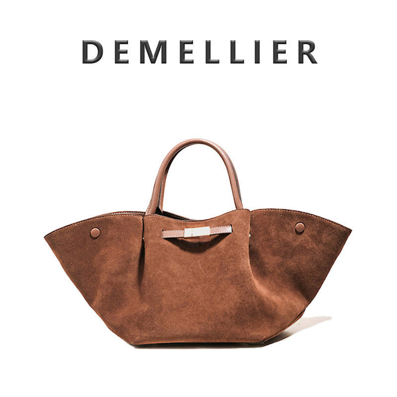 Suede Frosted Tote Bag - Retro Commuter Shoulder Handbag