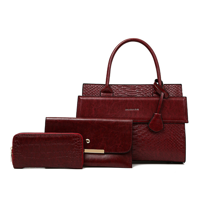 Crocodile Embossed Crossbody Shoulder Bag Set