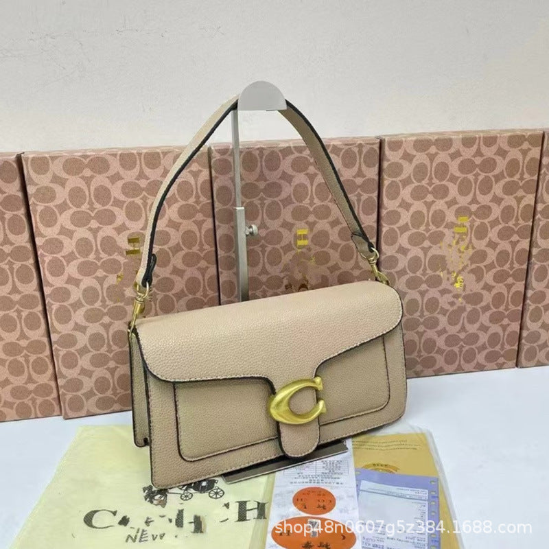Litchi Pattern Square Bag - Crossbody Shoulder Handbag