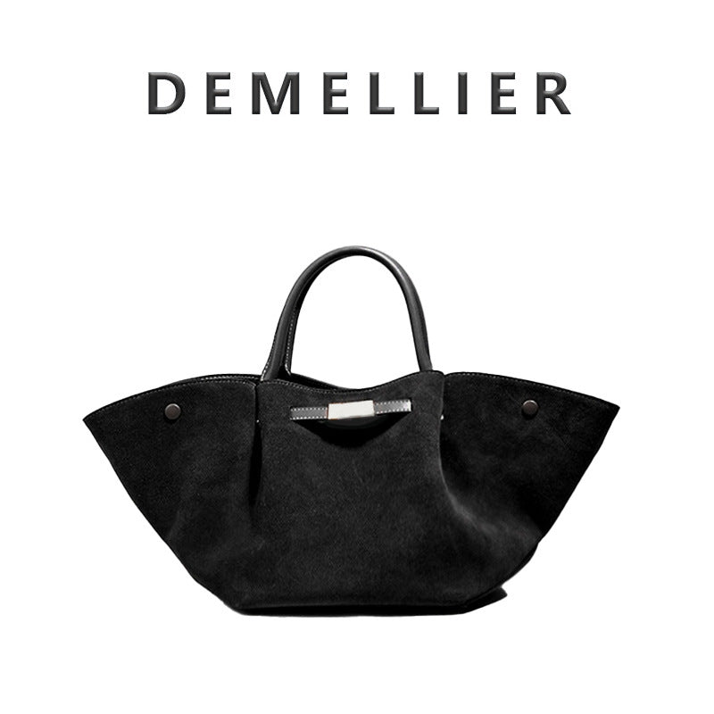 Suede Frosted Tote Bag - Retro Commuter Shoulder Handbag