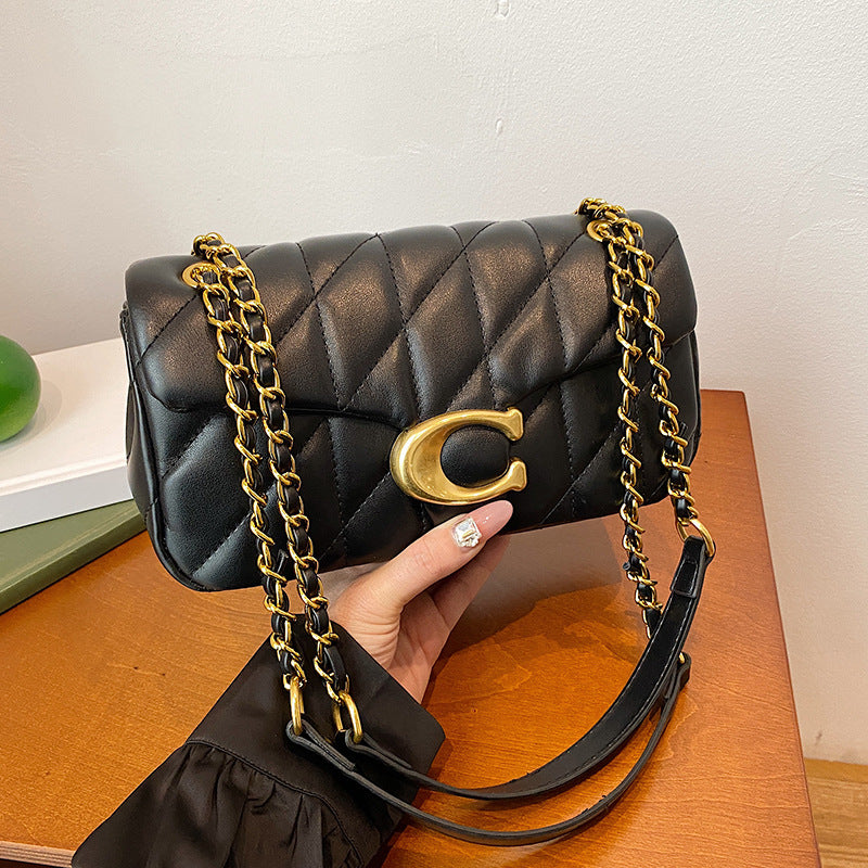 Diamond Embroidered Chain Bag - Luxury Crossbody Handbag