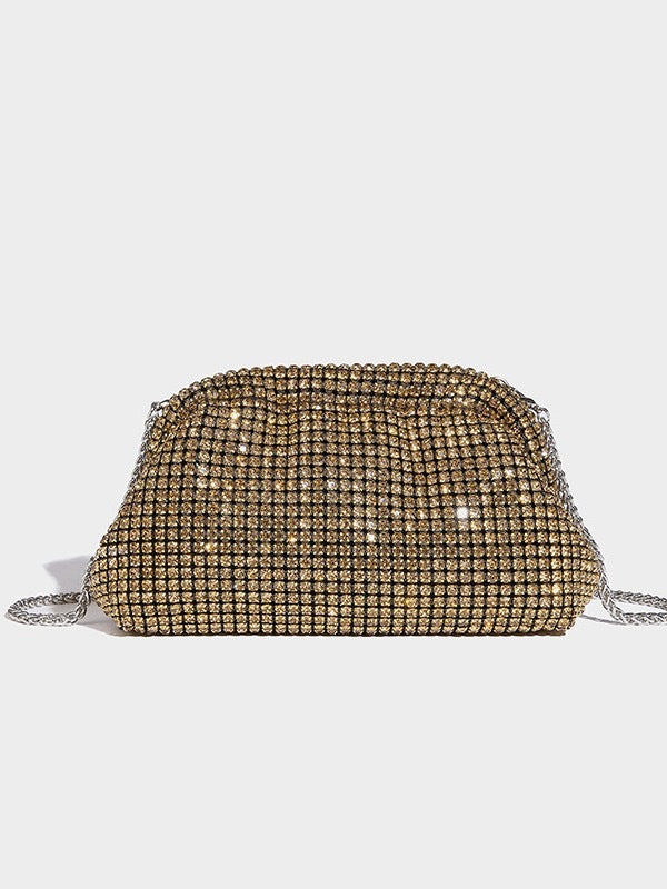 Crystal Embellished Clutch Bag - Luxury Evening Shoulder Bag