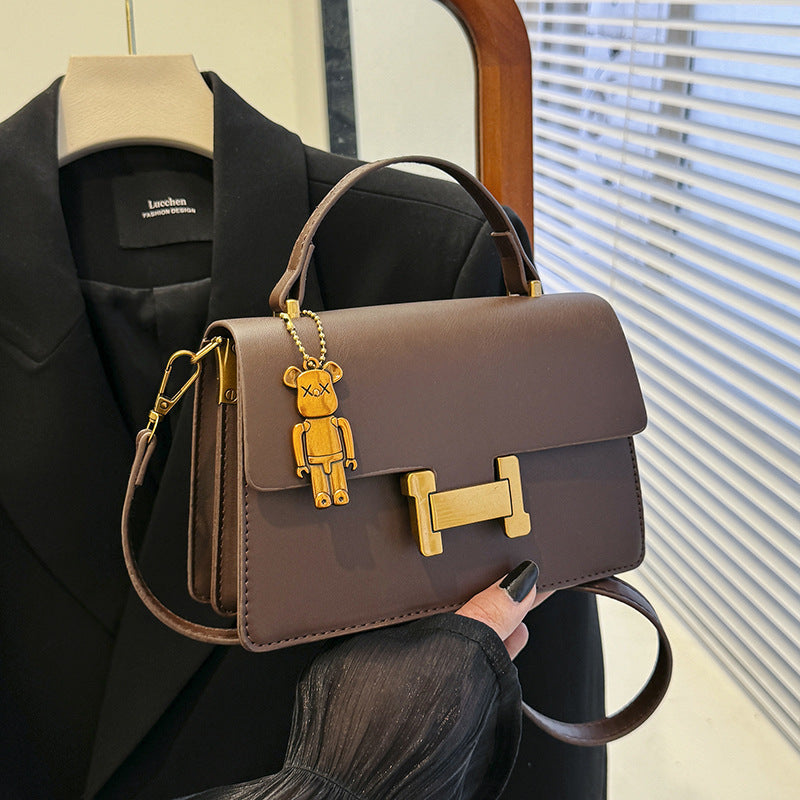 Korean Style Small Square Crossbody Bag - Casual Solid Color Shoulder Handbag