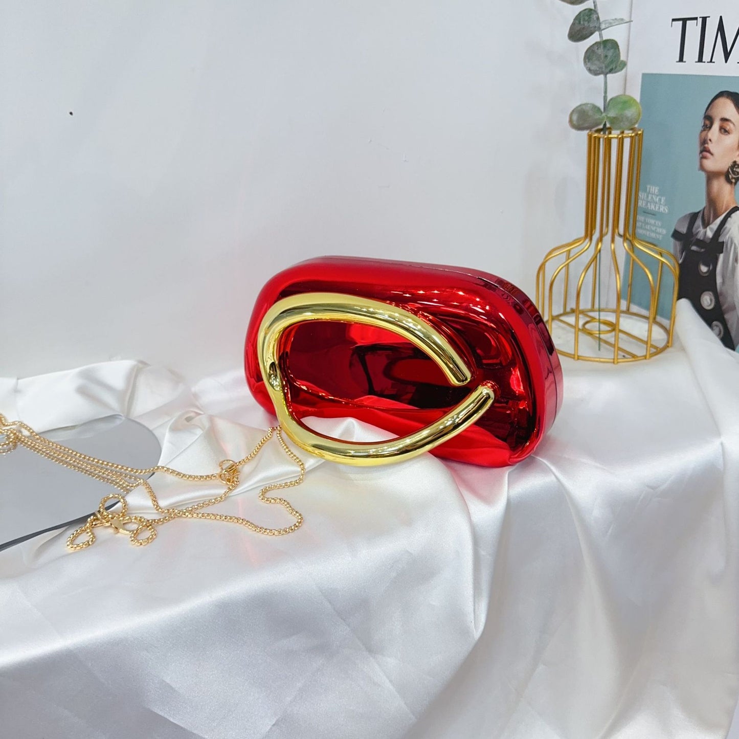 Vintage Round Box Clutch Bag - Acrylic Evening Crossbody Bag