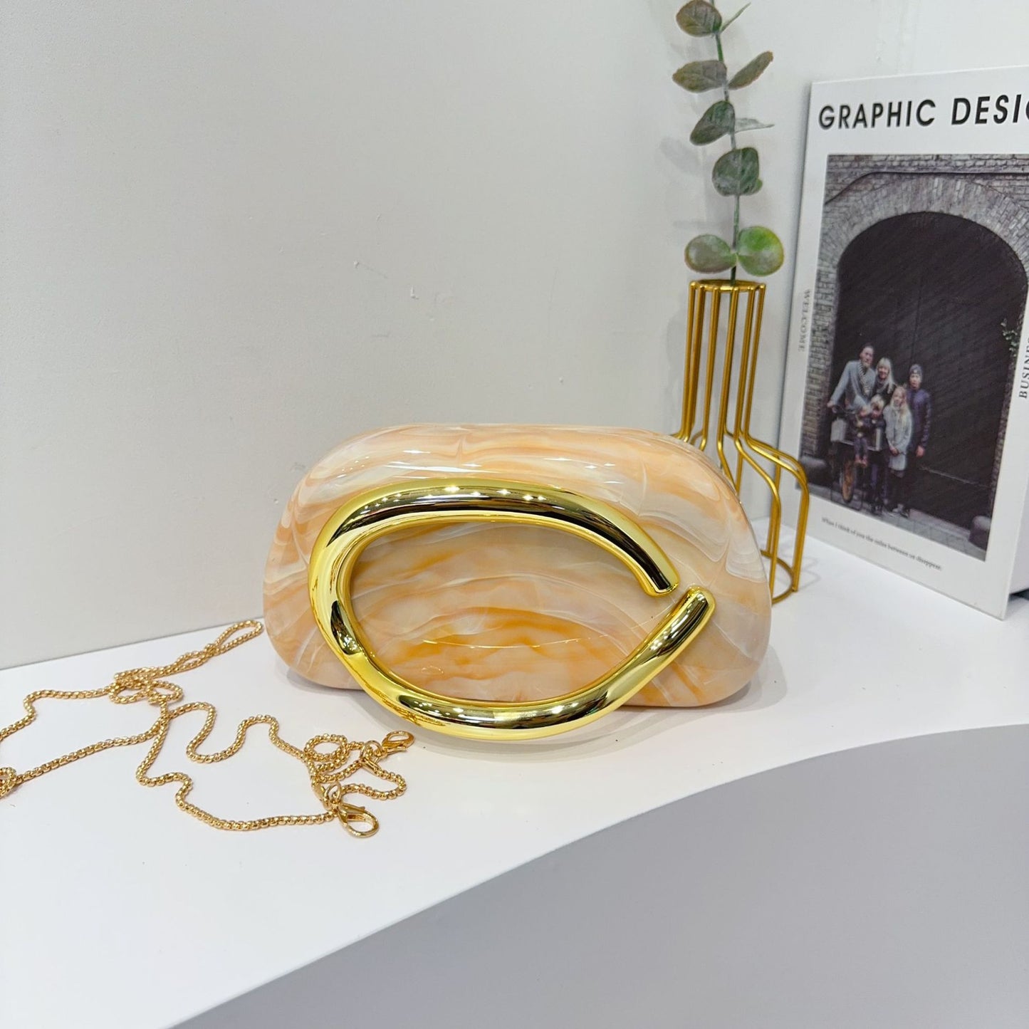 Vintage Round Box Clutch Bag - Acrylic Evening Crossbody Bag