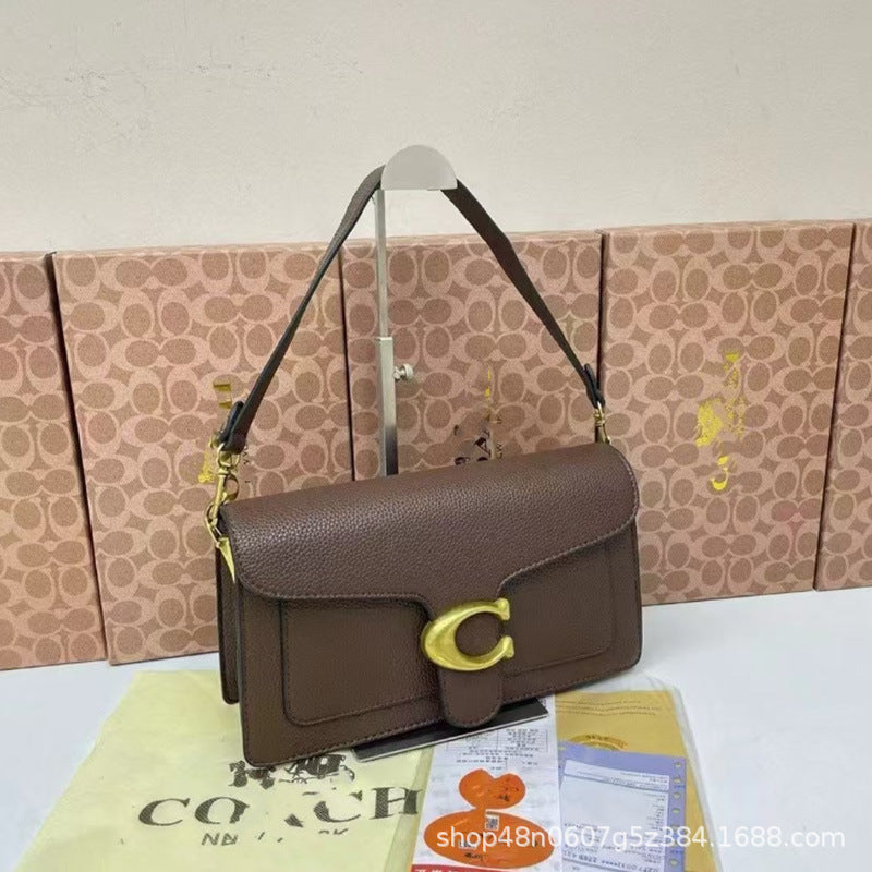 Litchi Pattern Square Bag - Crossbody Shoulder Handbag
