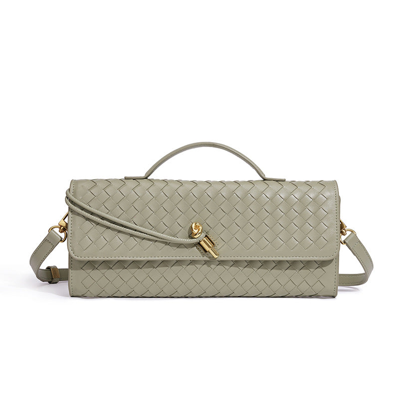 Woven Accordion Baguette Bag - Shoulder Crossbody