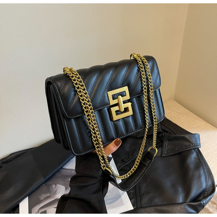 Quilted Rhombic Chain Shoulder Bag - Small Square Crossbody Handbag
