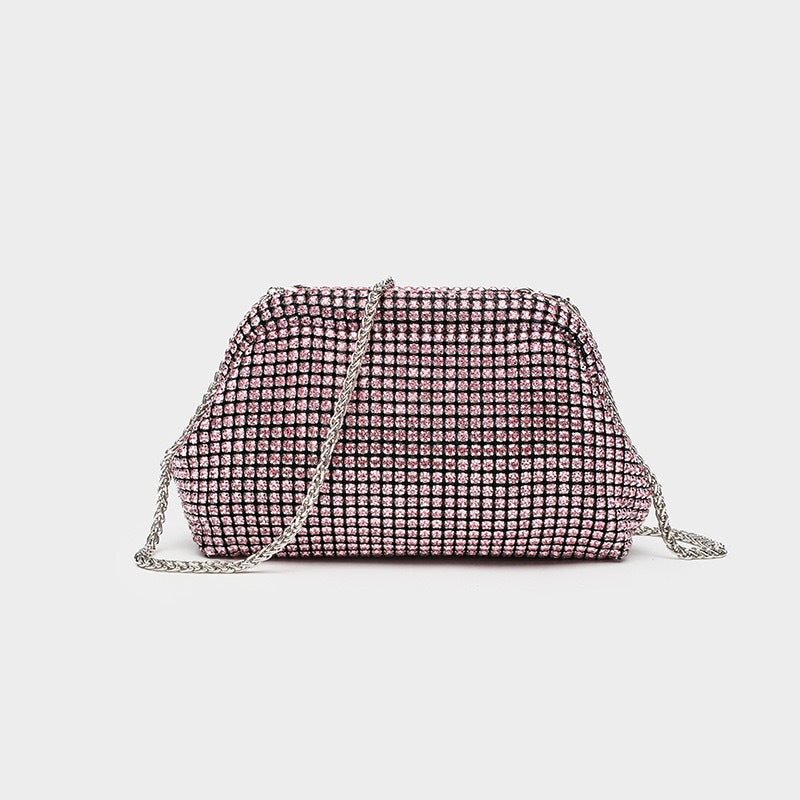 Crystal Embellished Clutch Bag - Luxury Evening Shoulder Bag