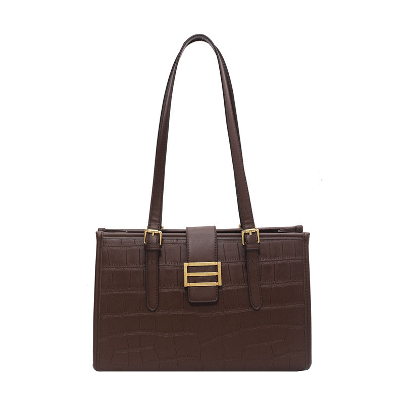 Stone Pattern Tote Bag - French Style Large Capacity Shoulder Bag