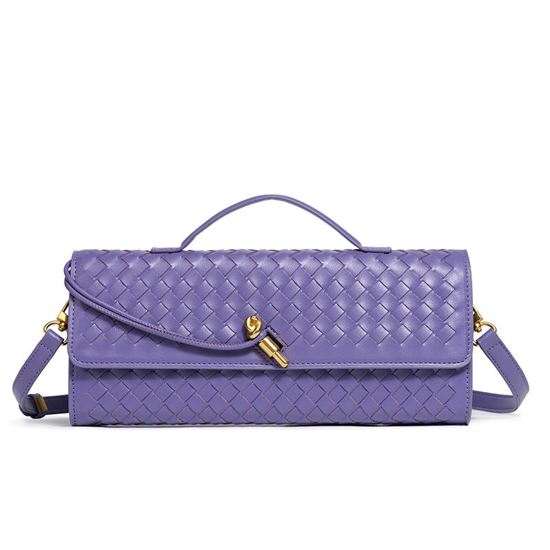 Woven Accordion Baguette Bag - Shoulder Crossbody