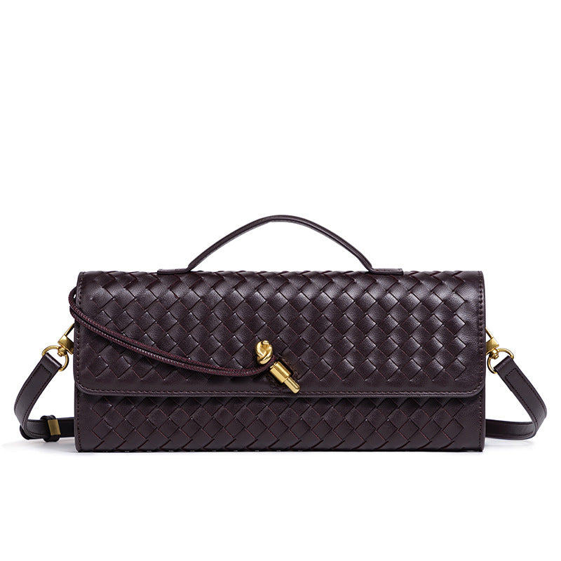 Woven Accordion Baguette Bag - Shoulder Crossbody