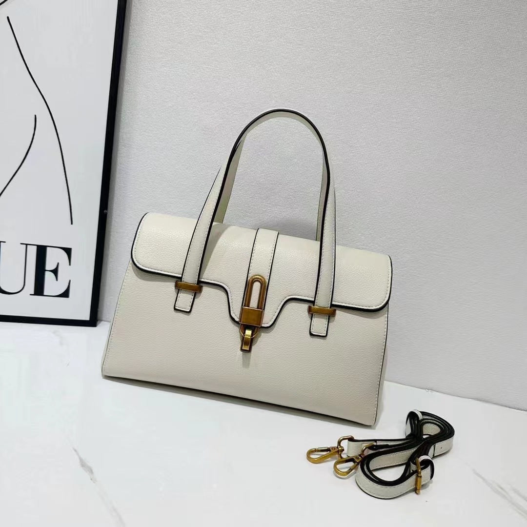 Pillow Shoulder Bag - Soft Puffy Crossbody Handbag with Latch Closure