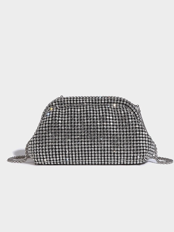 Crystal Embellished Clutch Bag - Luxury Evening Shoulder Bag