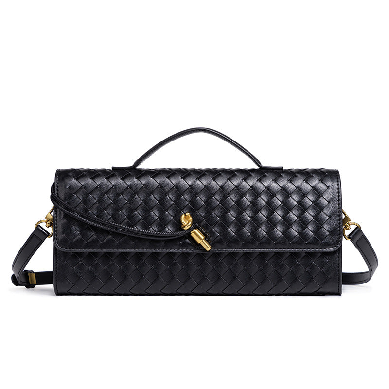 Woven Accordion Baguette Bag - Shoulder Crossbody