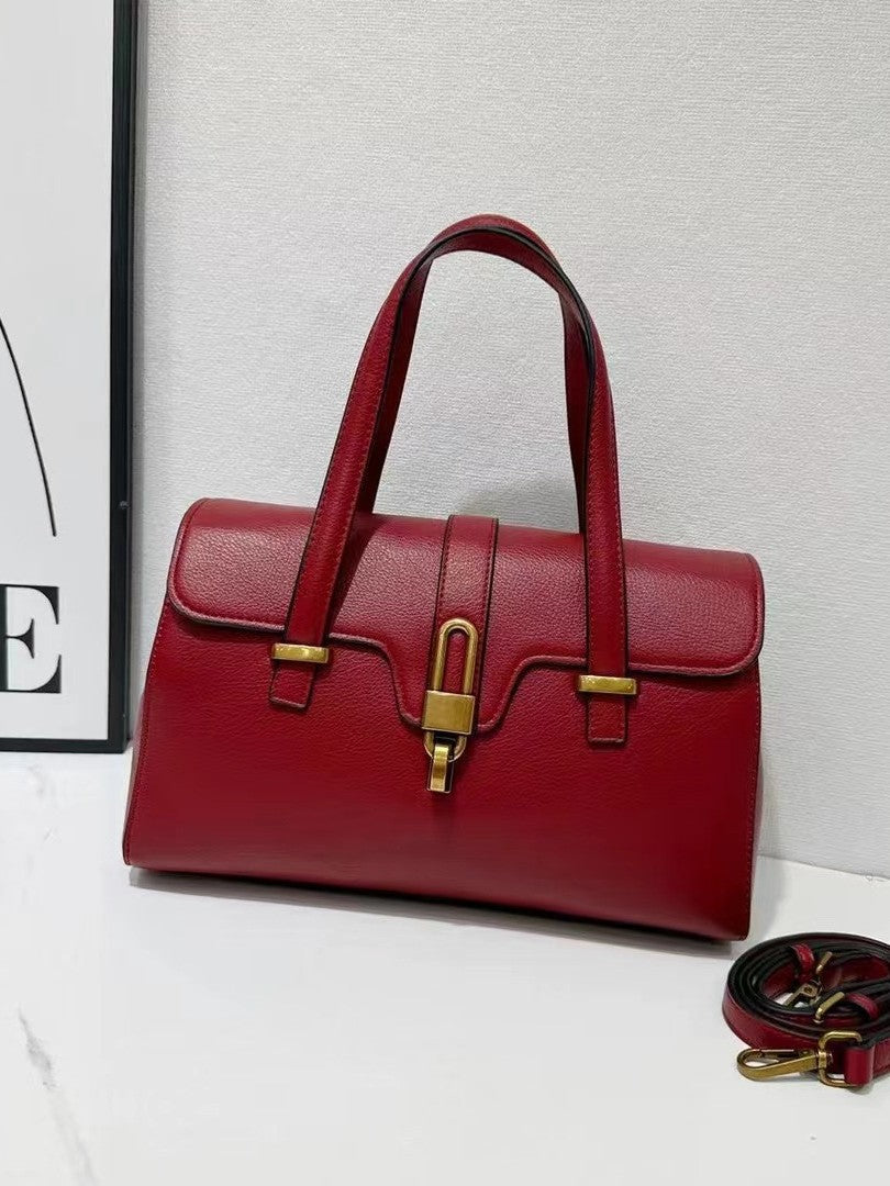 Pillow Shoulder Bag - Soft Puffy Crossbody Handbag with Latch Closure