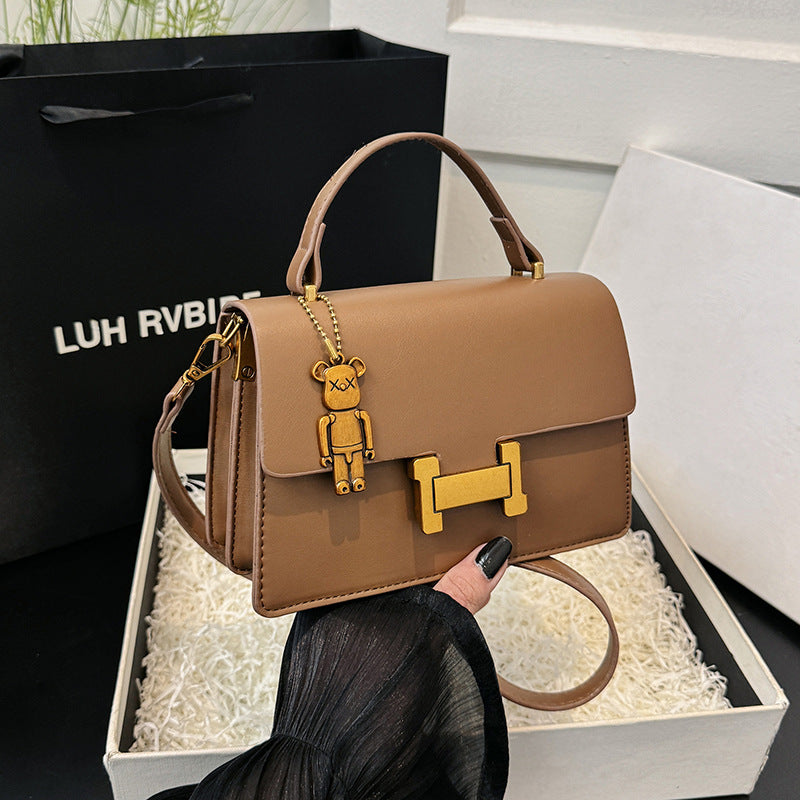 Korean Style Small Square Crossbody Bag - Casual Solid Color Shoulder Handbag