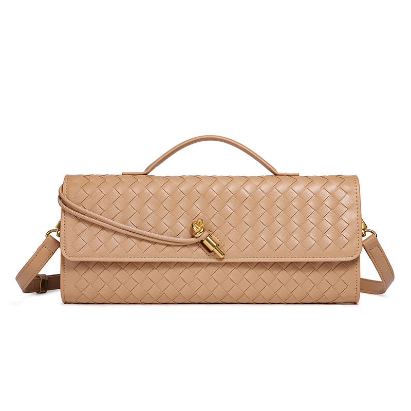 Woven Accordion Baguette Bag - Shoulder Crossbody