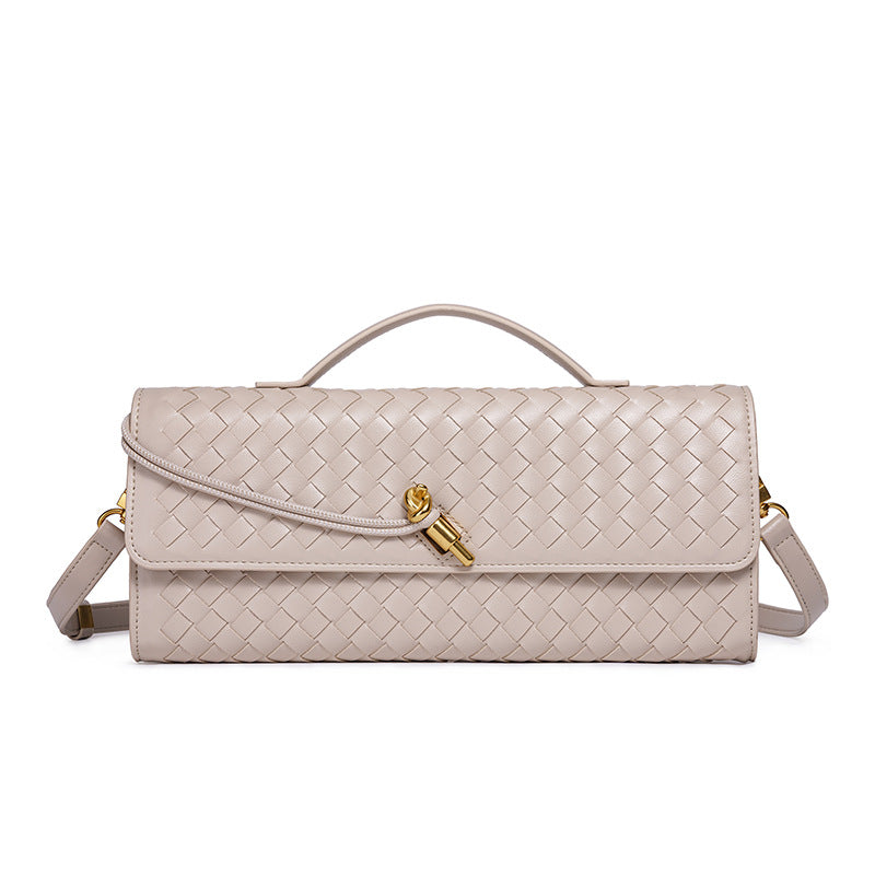 Woven Accordion Baguette Bag - Shoulder Crossbody