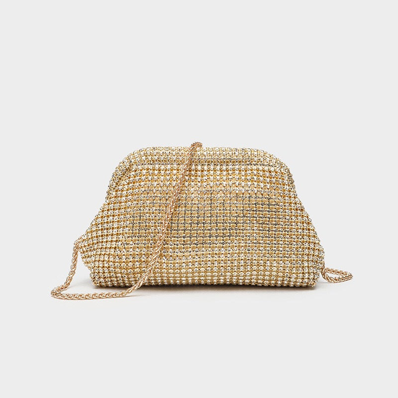 Crystal Embellished Clutch Bag - Luxury Evening Shoulder Bag