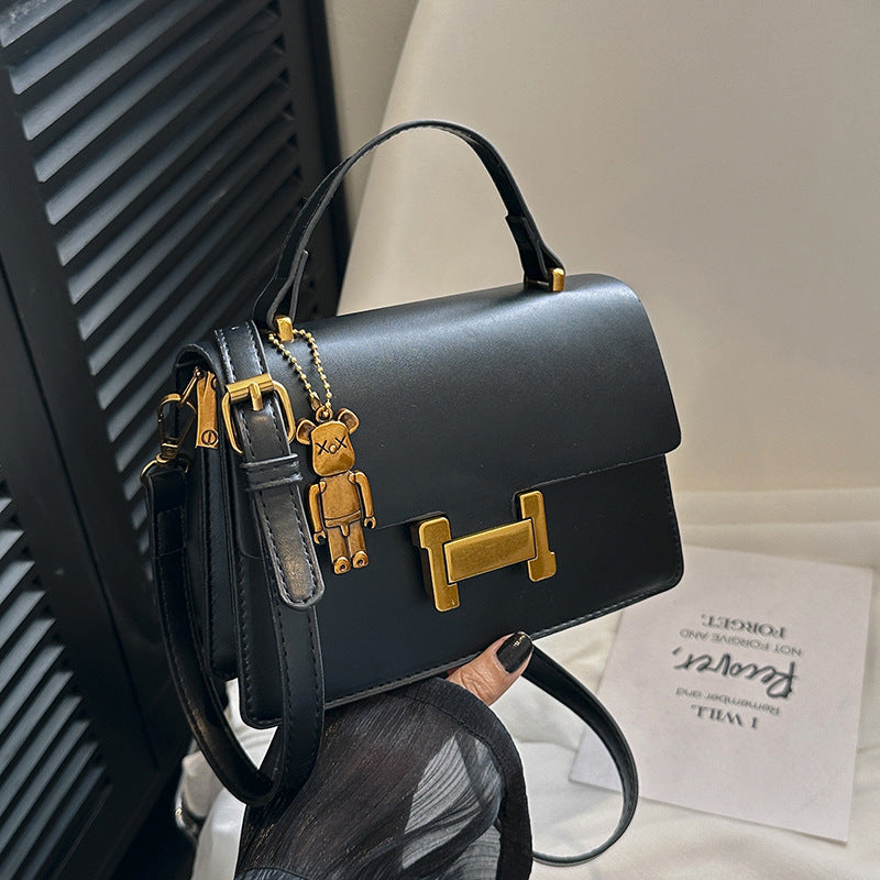Korean Style Small Square Crossbody Bag - Casual Solid Color Shoulder Handbag