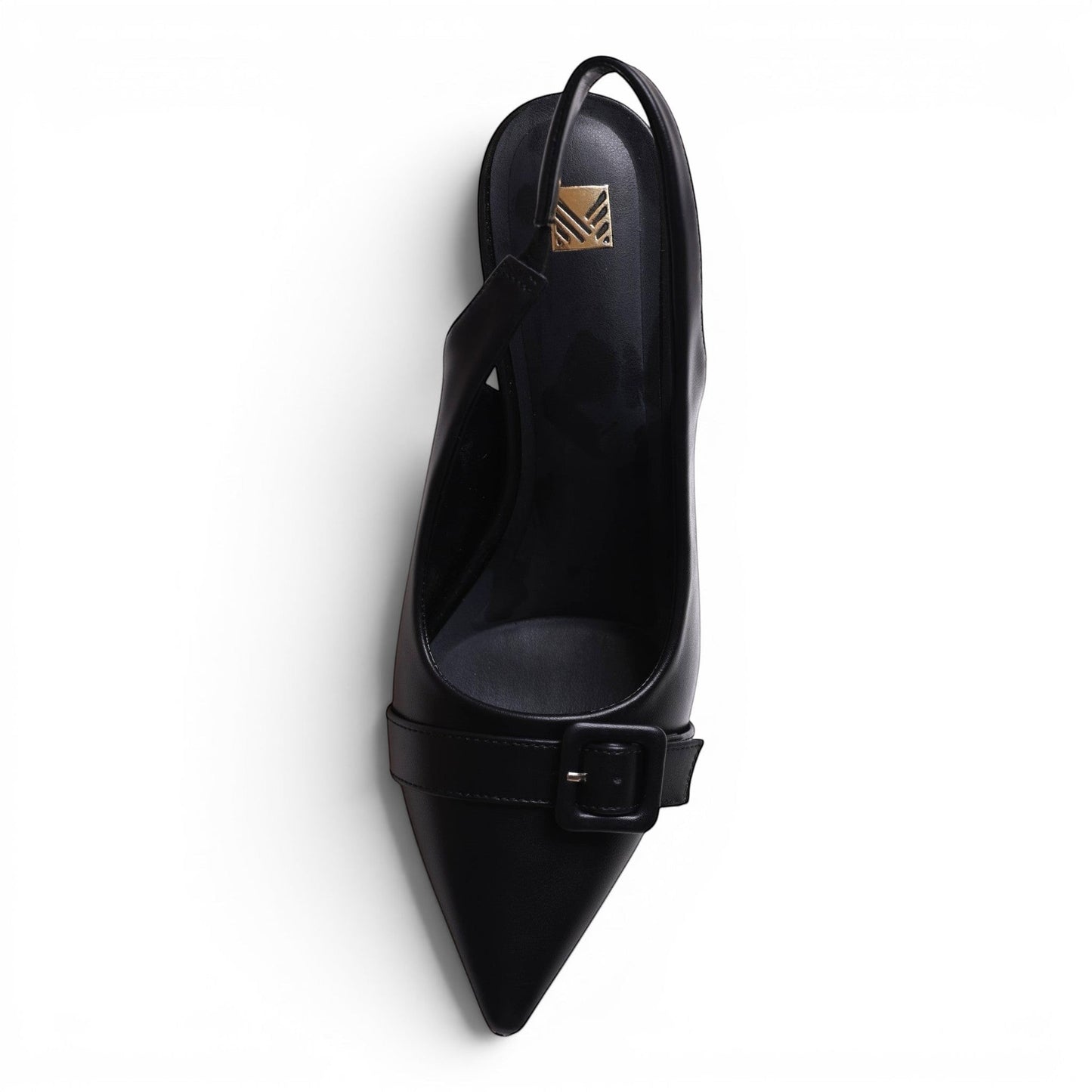 Moda Ug black leather pointed-toe slingback heels with buckle detail