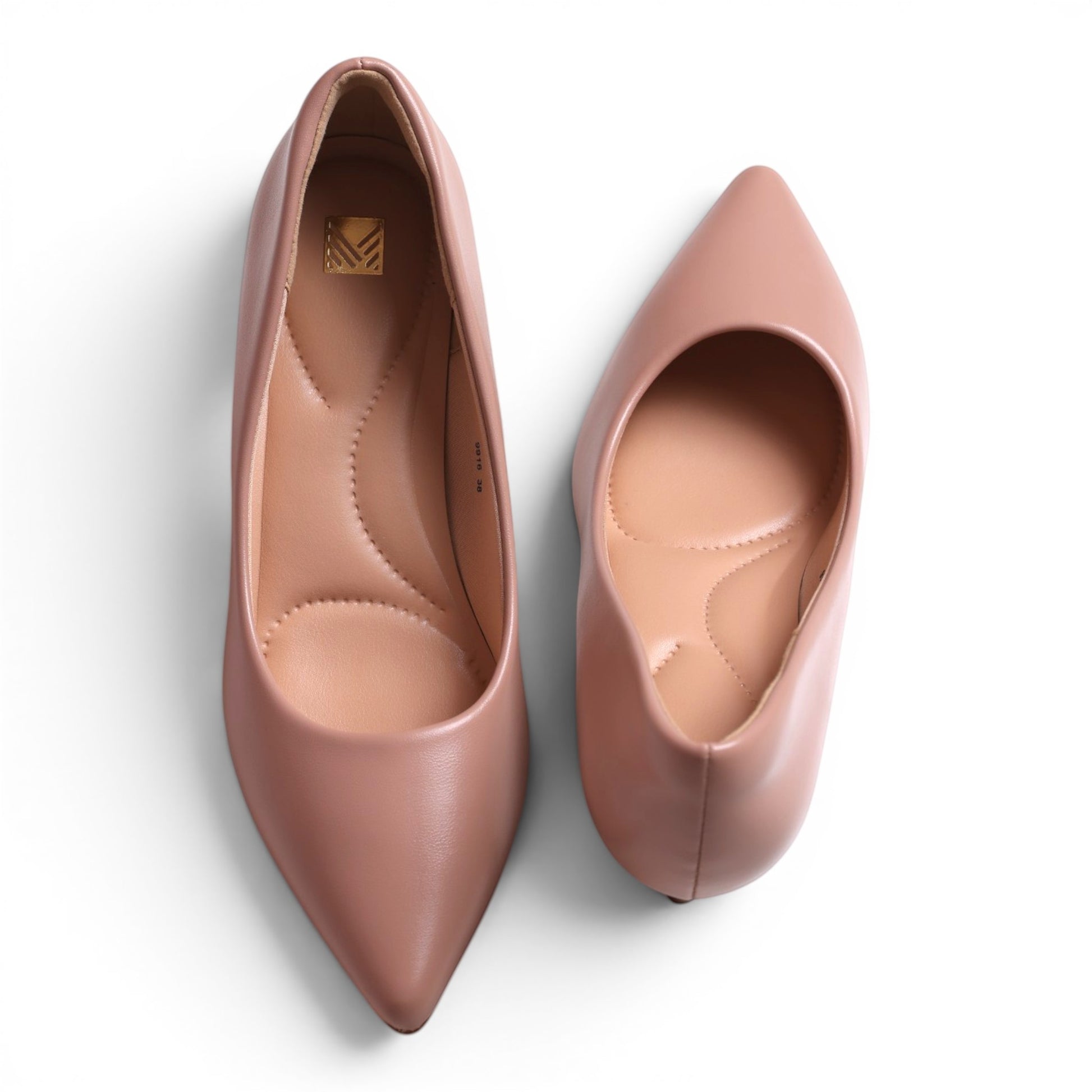 Moda Ug women's dusty rose pointed-toe ballet flats with cushioned insoles.